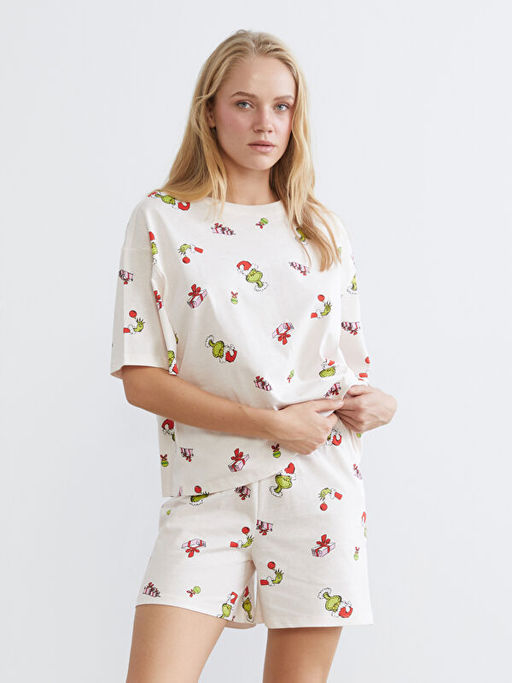 Y?lba?? Temal? Kad?n ?ortlu Pijama Tak?m?