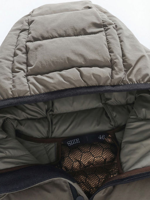 Куртка женская гибридная стёганая с капюшоном с графеновой подкладкой бежевого цвета 9622_1B