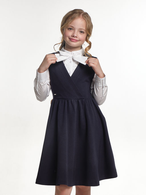 Сарафан Платье для девочки школьная форма синяя 22-7309 синий - Mini maxi фото 6