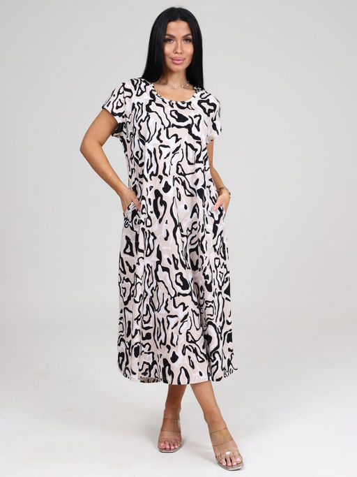 МАРТА ПЛАТЬЕ ЖЕНСКОЕ (Бежевый/черный) - А-дина фото 3