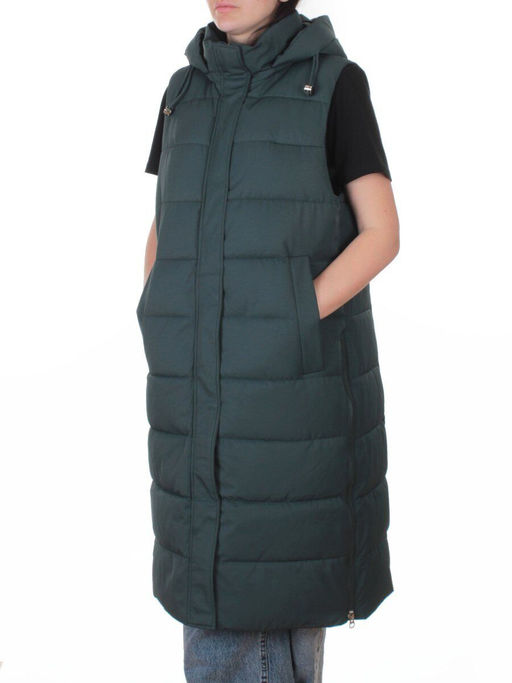 817 DK. GREEN Жилет утепленный зимний женский (150 гр. холлофайбер)