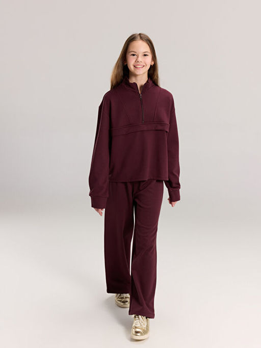 Dik Yaka K?z ?ocuk Soft Touch Sweatshirt ve E?ofman Alt?