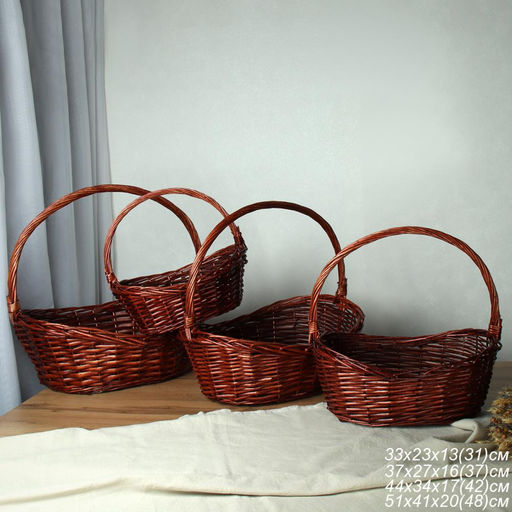 Корзина плетеная 4 штуки коричневые / S/4-B /уп 20/49х37х18/43х32х16/37х26х15/31х20х13 см /уп 20/ - ГалеонТрейд фото 4