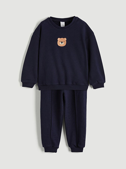 Ay?c?k Nak??l? Erkek Bebek Sweatshirt ve E?ofman Alt?