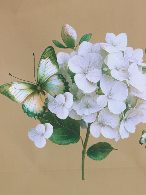 Пакет подарочный ламинированный «Белая гортензия», серо - бежевый, 18×22.3×10 см