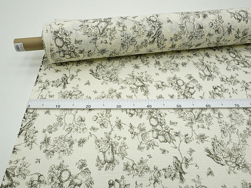 Муслин двухслойный с эф.жатости Садовая трель цв.кремовый/черный, ш.1.4м, хлопок-100%, 115гр/м.кв - Купава фото 5