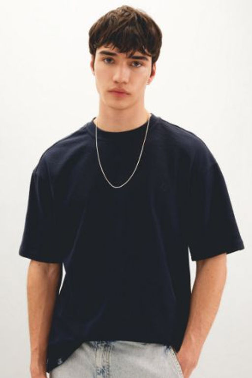 Comfort Regular Fit Rahat Kal?p Bisiklet Yaka Bask?l? K?sa Kollu Tisort