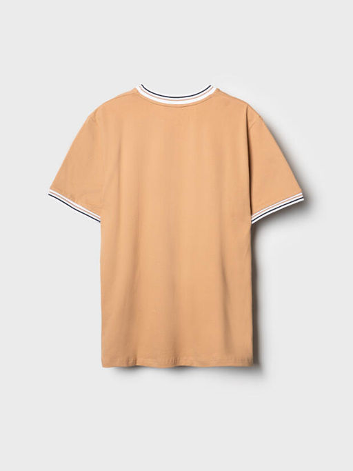 Футболка мужская PlayToday из хлопка с эластаном бежевая  фото 3