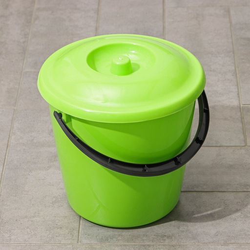 Ведро с крышкой, 10 л, d=32 см, h=26 см, пластик, МИКС