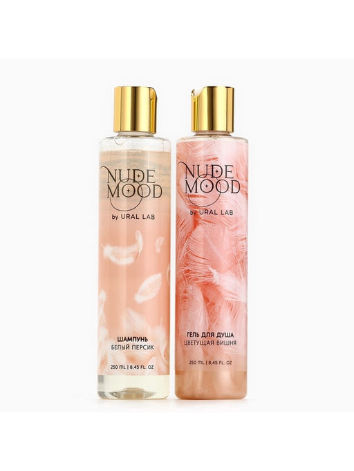 Подарочный набор NUDE MOOD, гель для душа и шампунь для волос, 2?250 мл, аромат персика и вишни, URAL LAB  фото 3