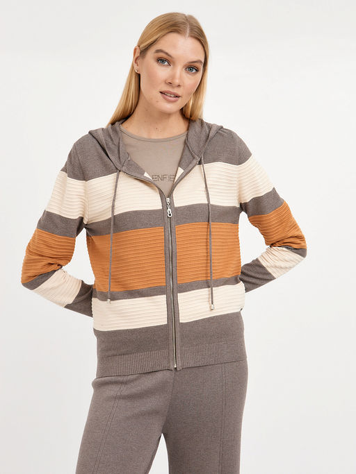 кардиган женский на молнии в широкую полоску - Glenfield фото 4