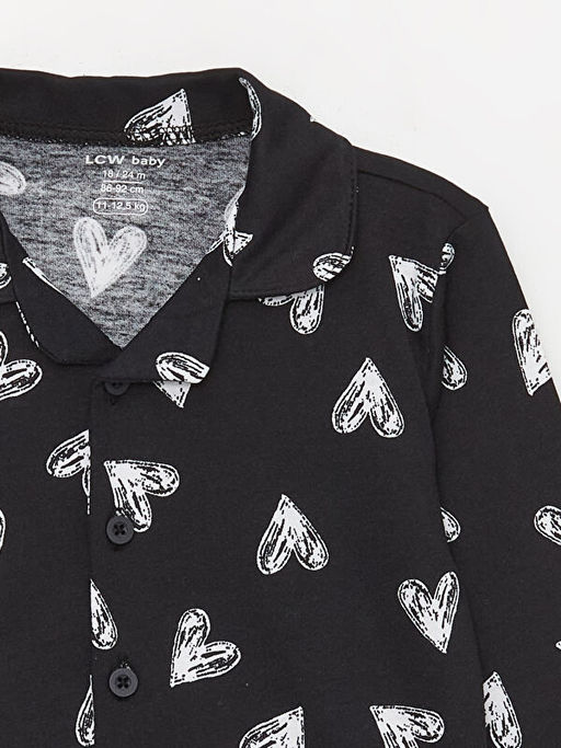 Polo Yaka Uzun Kollu Bask?l? K?z Bebek Pijama Tak?m? - Waikiki фото 3