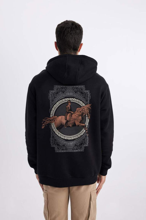 Толстая толстая толстовка с капюшоном и принтом на спине оверсайз - Defacto фото 8