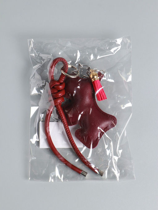 Брелок для ключей на карабине кожзам «Терьер», с узлом, винный, на сумку, рюкзак, 14×8×1.2 см