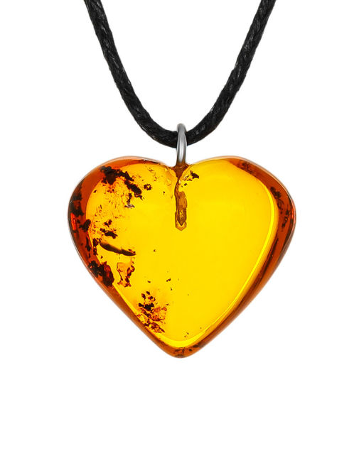 Подвеска-сердце из натурального янтаря чайного цвета