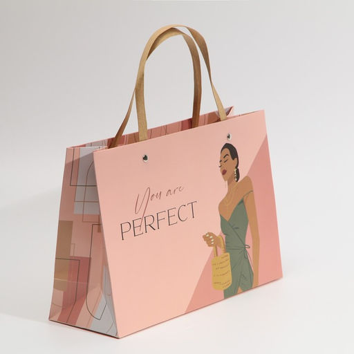 Цена за 2 шт. Пакет подарочный, упаковка, Ты идеальна, 30?20?10 см