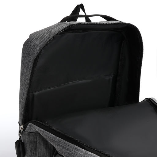 Рюкзак 29,5*12*43, отд на молнии, 2 н/к, 2 б/к, USB, черный/серый - Simaland фото 5
