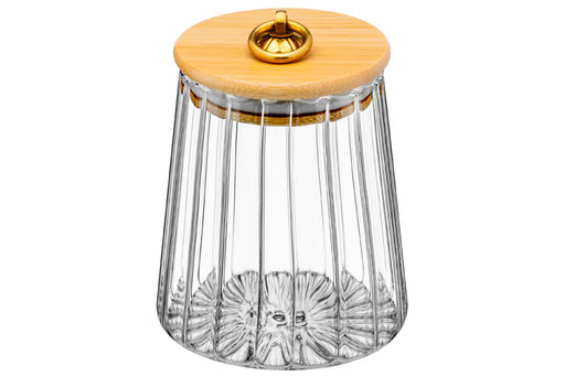 Банка стеклянная 650 мл 10*10*13 см с деревянной крышкой с силиконовым уплотнителем