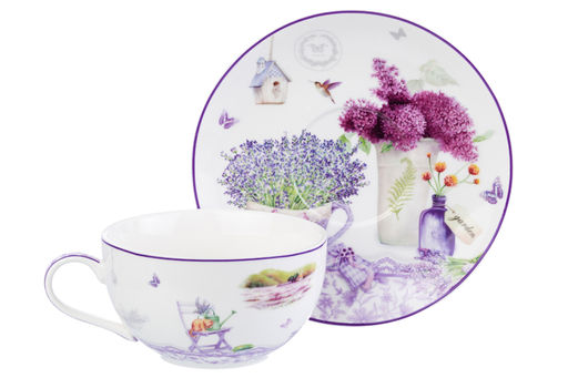 Чашка для капучино + блюдце 350 мл 14*11*6 см Лаванда NEW BONE CHINA - Elan gallery фото 5