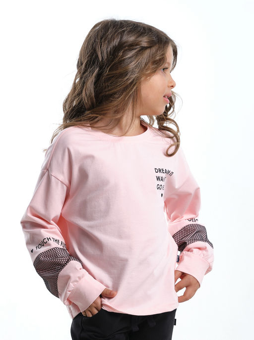 Лонгслив для девочки с принтом UD 7897 крем-розовый - Mini maxi фото 11