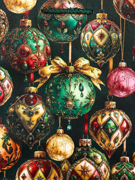 Цена за 2 шт. Пакет подарочный новогодний ламинированный, «Игрушки Новогодние», 18×10×22.3 см