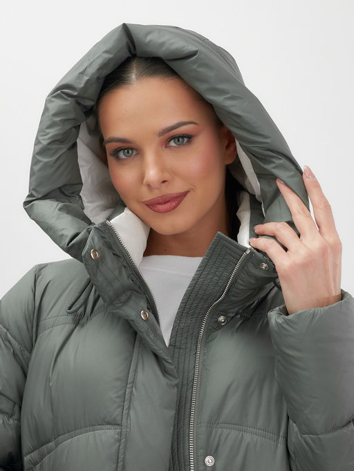 Пальто зимнее Visdeer 7747Kh женское утепленное 220 г/м² хаки фото 11