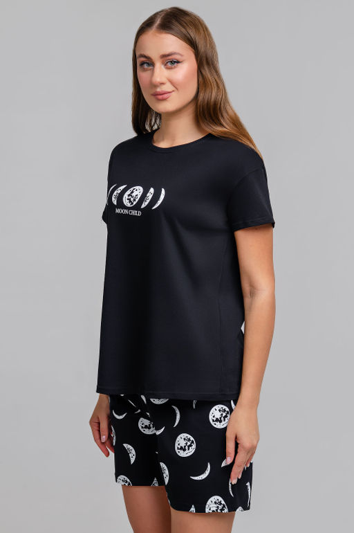Арт. 9150 Пижама с шортами 42-50 (5 шт) Цвет:верх-черный,низ-черный - Калинка фото 6