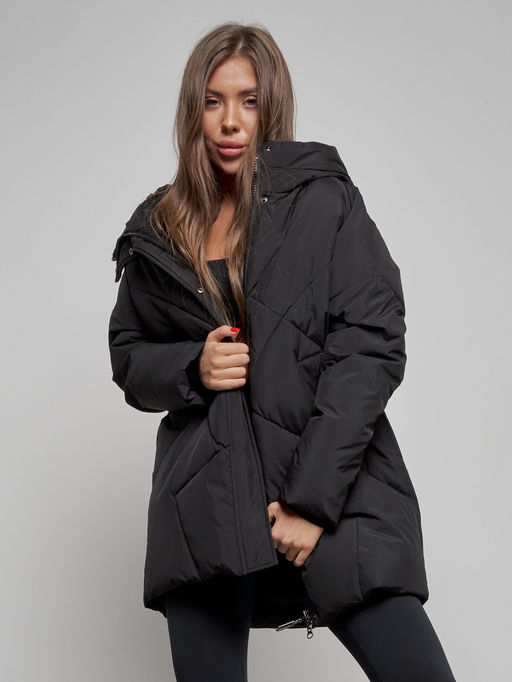 Зимняя женская куртка модная с капюшоном черного цвета 52361Ch - Holdluck фото 10