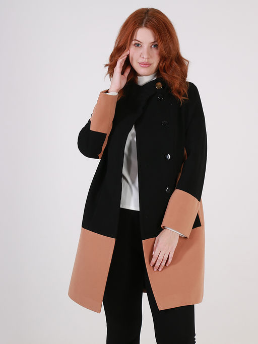 Пальто из шерсти с воротником-стойка - Almond фото 6