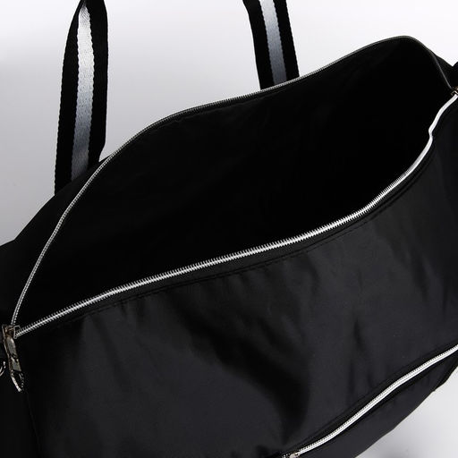 Сумка дорожная на молнии, наружный карман, отделение для обуви, длинный ремень, цвет чёрный - Simaland фото 4