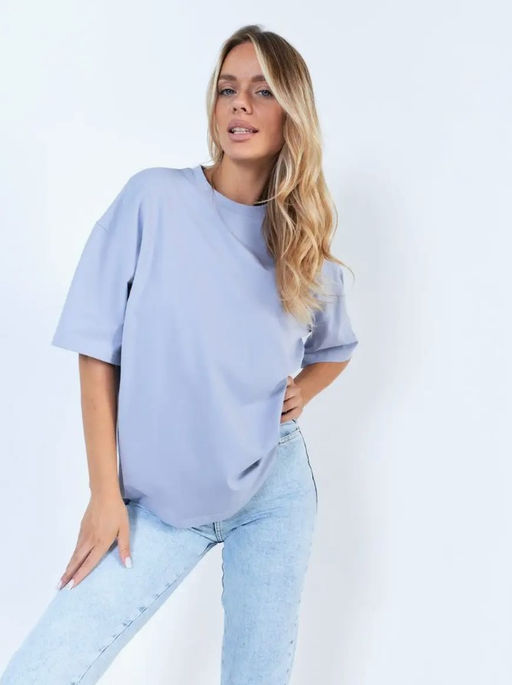 K11053 Футболка OVER SIZE (плотный хлопок) ГОЛУБОЙ