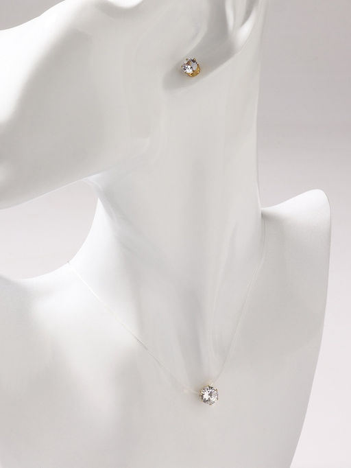 Гарнитур 2 предмета: кулон, серьги На леске классика, цвет белый в золоте, 30 см