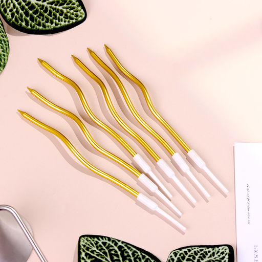 Свечи для торта «Серпантин» 6 шт., коктейльные, золото