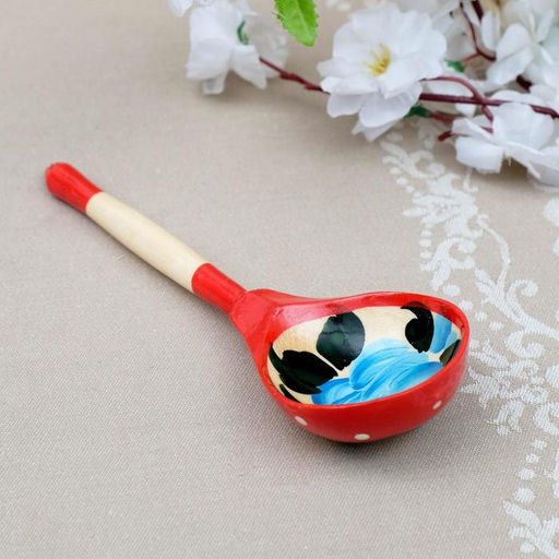 Ложка деревянная «Матрёшка», полубаская, 19×6 см, МИКС