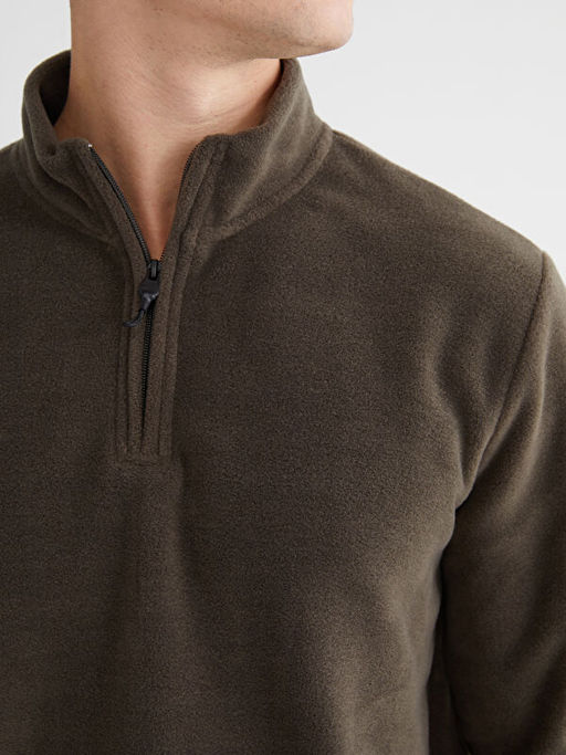 Dik Yaka Polar Erkek Sweatshirt
