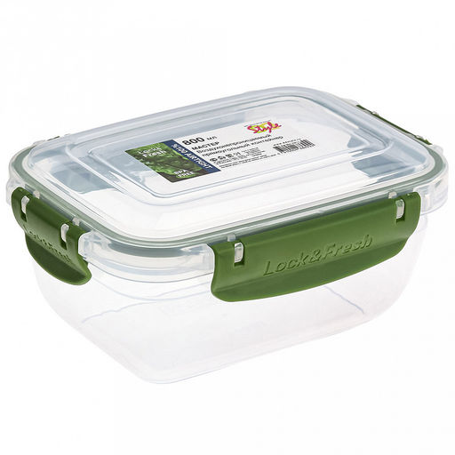 Контейнер для продуктов пластмассовый Мастер 0,8л, прямоугольный, с клипсами, воздухонепроницаемый (герметичный), съемный силиконовый уплотнитель, подходит для СВЧ, цвета микс (Россия) - Домашняя мода фото 3