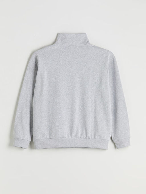 Dik Yaka Bask?l? Erkek Sweatshirt