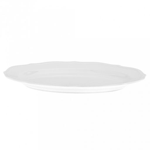 "Совершенство" Блюдо овальное фарфоровое 200х142х40мм, белый, рельефный декор, волнистый край (Китай)