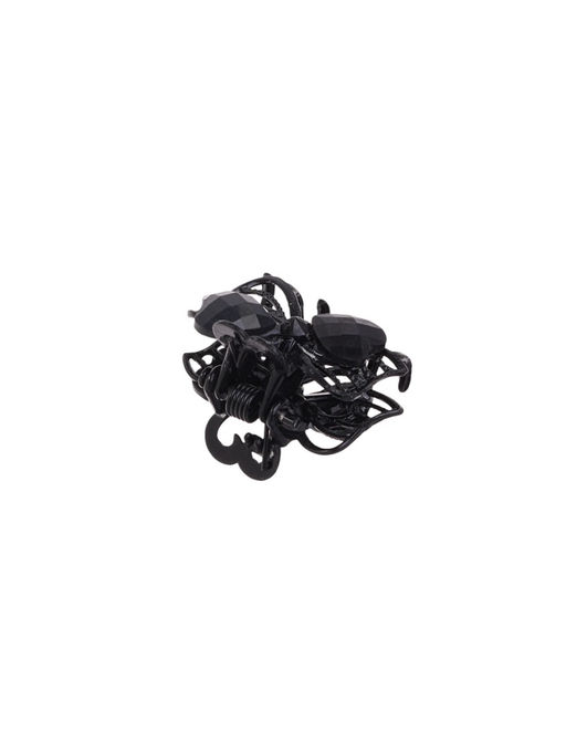 Цена за 6 шт. Крабик для волос «Чёрные кружева», два сердца, 2.3 см, чёрный