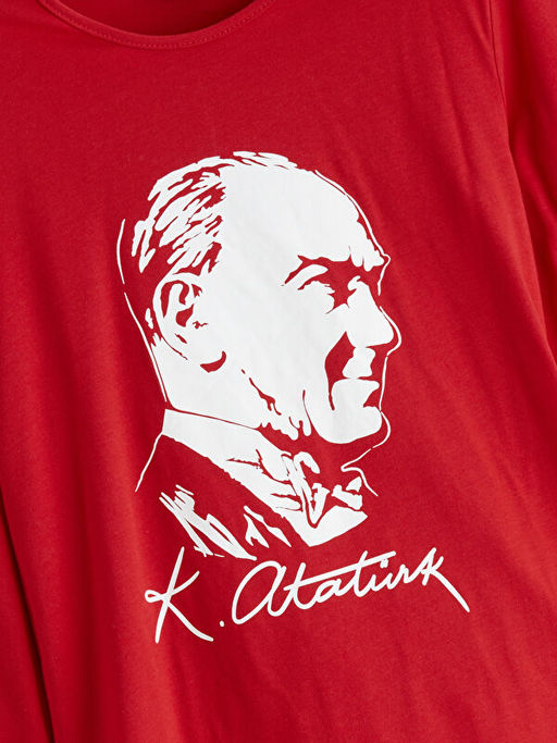 Bisiklet Yaka Atat?rk Bask?l? K?z ?ocuk Ti??rt