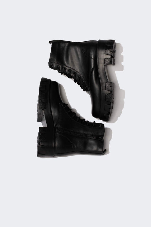 Женские ботинки из искусственной кожи на высокой подошве со шнуровкой и молнией - Defacto фото 7