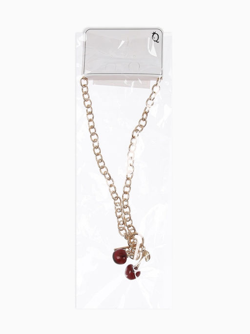 Цена за 2 шт. Кулон-цепь крупная "Вишня", цвет красный в золоте 40+удл