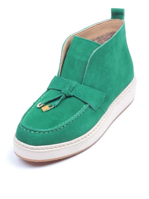 01-5172-6 GREEN Ботинки женские демисезонные (натуральная замша, байка)