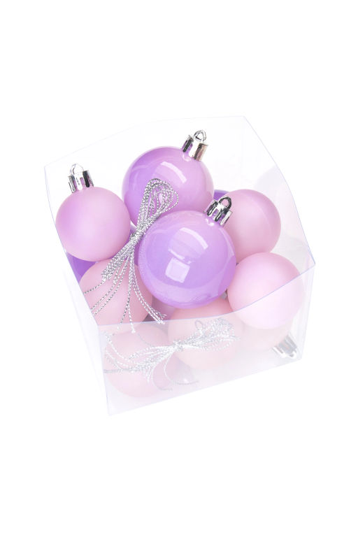 Набор новогодних шаров микс (12 шт) SF-8001, фиолетовый №4 - Больше подарков фото 5