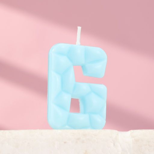 Цена за 2 шт. Свеча для торта «Цифра 6», голубая