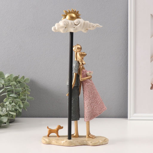 Фигурка полистоун Пара с тучкой и солнцем, розово-голубой, 6?16?30 см