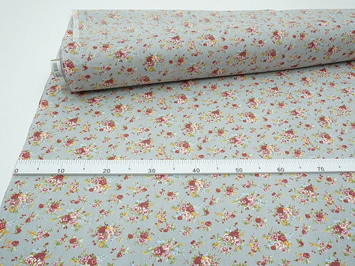 Поплин Букеты роз на сером, СОРТ2, ш.1.5м, хлопок-100%, 90гр/м.кв - Купава фото 3