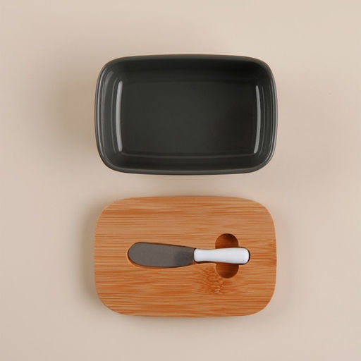 Маслёнка SL Home «Каса Перфекто», с ножом для масла, бамбуковая крышка, 15×10×5.5 см