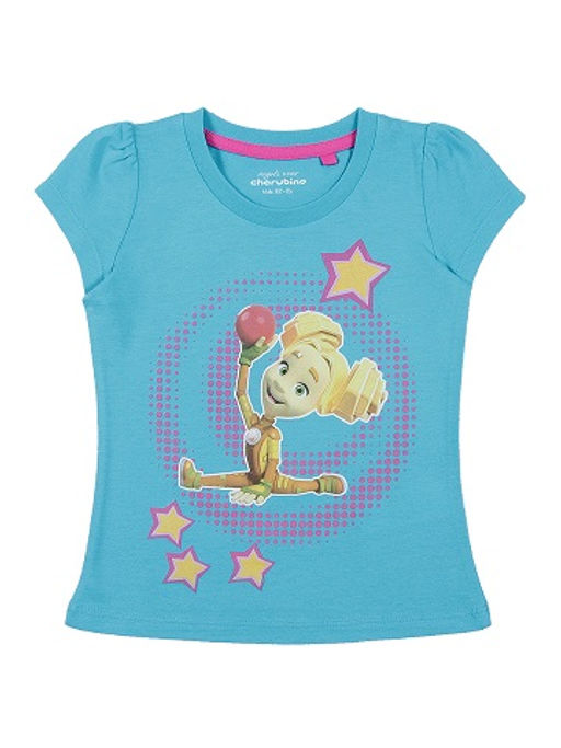 CRB wear/CAK 62138 Футболка для девочки, голубой/Ex.Cherubino  фото 2