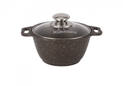 ЛА_АП_MARBLE (кофейный) Кастрюля 1,0 л со стекл. кр, арт. кмк12а